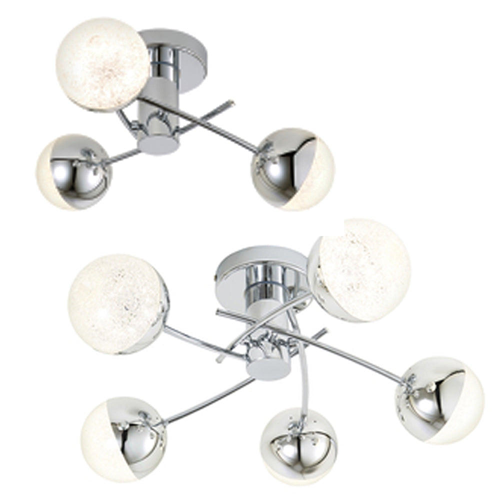 FORUM Rhodes 3LT/5LT Ceiling Semi-Flush Light Chrome IP44