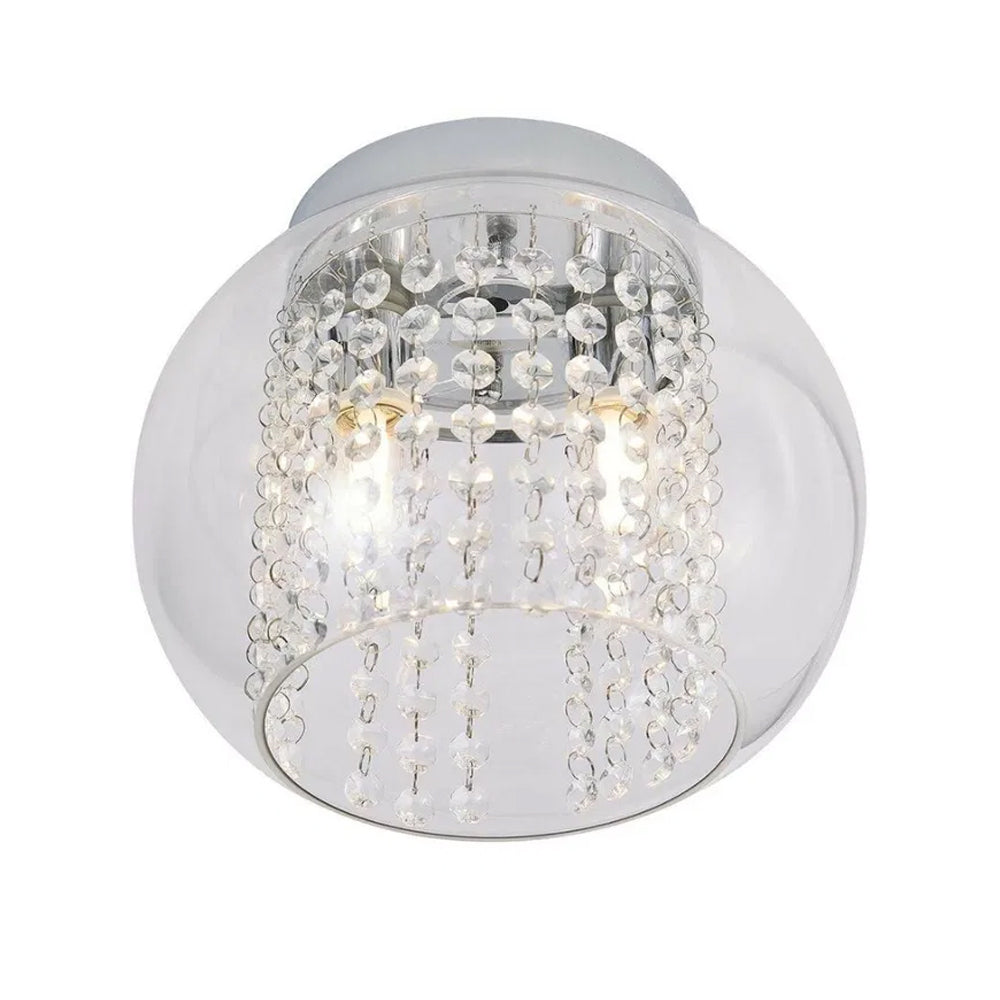 FORUM Megara 2LT Cloche Ceiling Flush Light Chrome G9-IP44