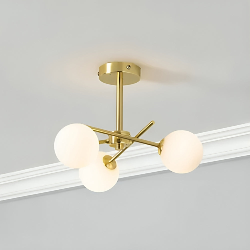 FORUM Lindos 3LT Cross Arm Ceiling S-Flush Light Chrome/Sbrass G9-IP44