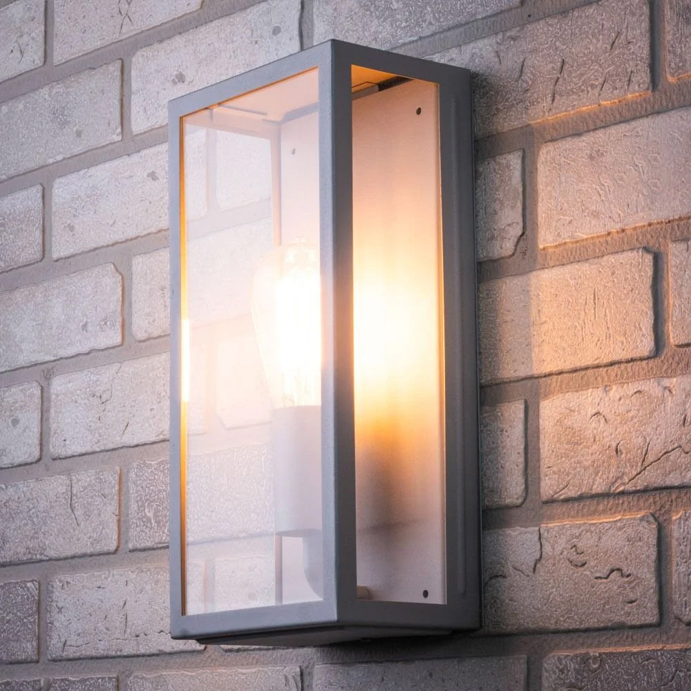 FORUM MINERVA Box Wall Mounted Lantern Light Silver E27-IP44