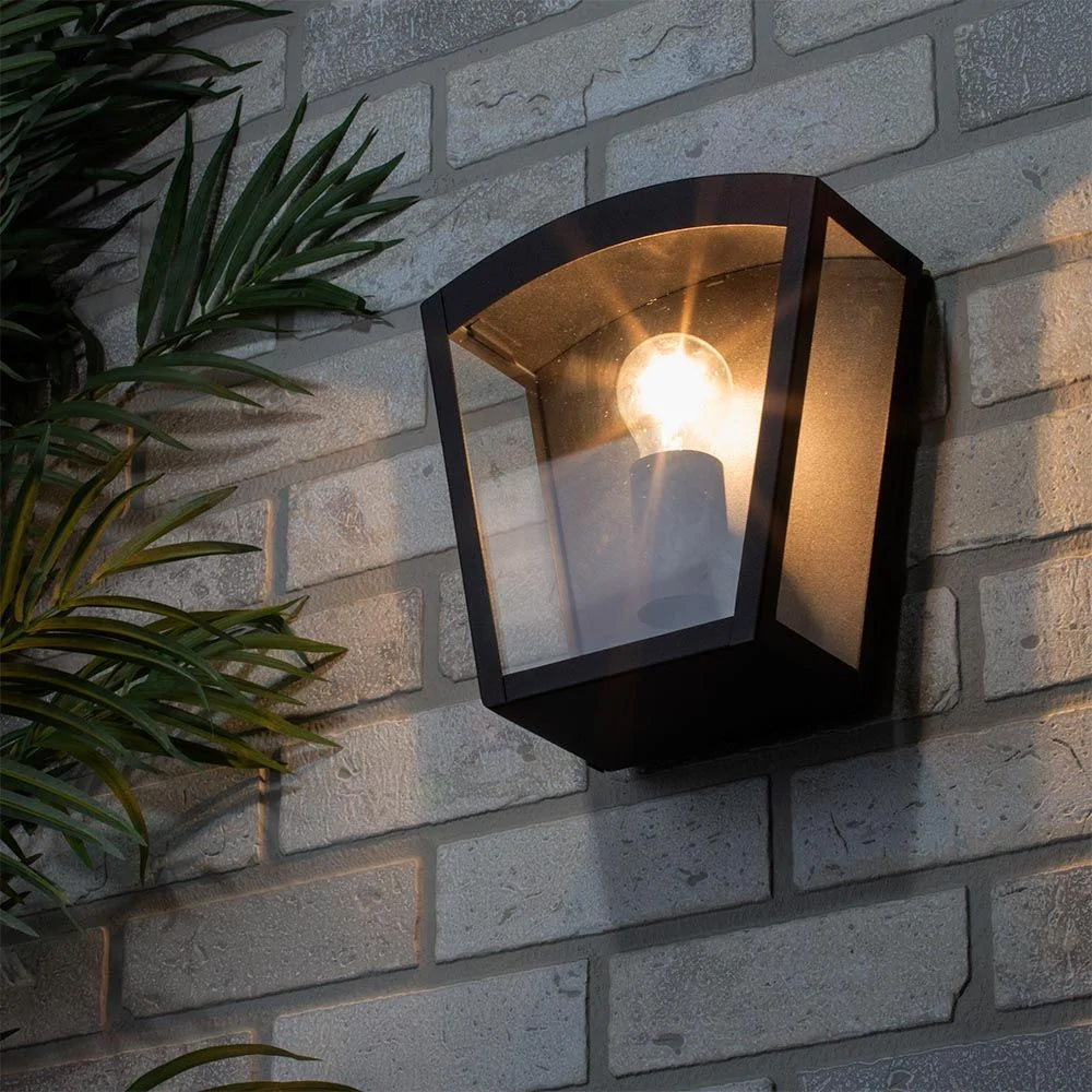 FORUM ARTEMIS Curved Box Wall Mounted Lantern Light Black E27-IP44