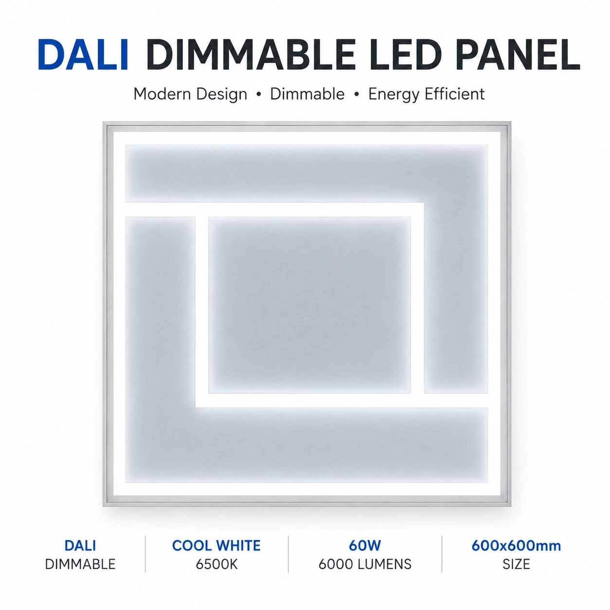 DALI Dimmable LED Ceiling Panel Lights 600x600mm – Multiple Designs