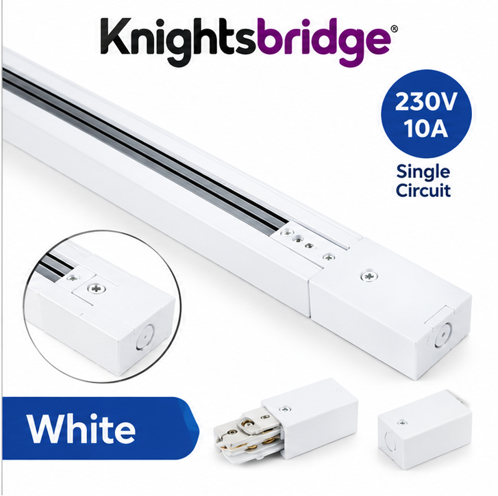 Knightsbridge 230V 10A Single Circuit Track Lighting Rail Black – 1M - 3Meter
