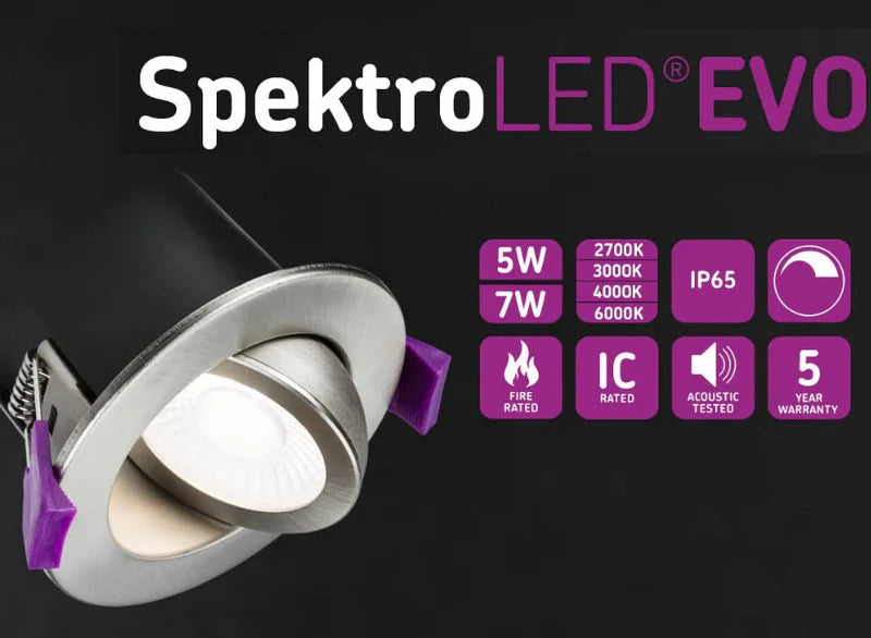Knightsbridge SpektroLED Evo Tilt - Fire Rated IP65 Downlight with 2 x Wattage and 4 x CCT