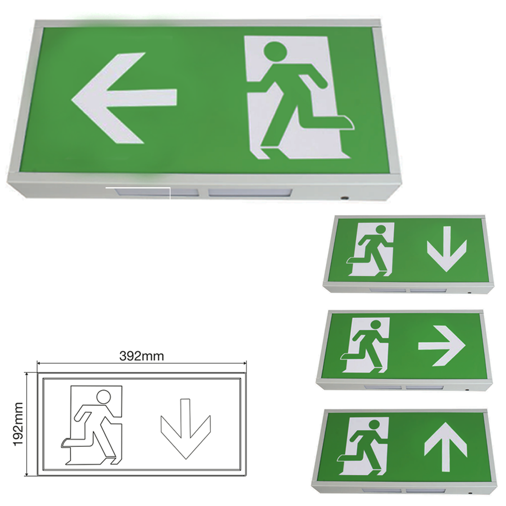 LED Emergency Exit Box Light 3W IP20 3hr Maintained Non Maintained 6000K