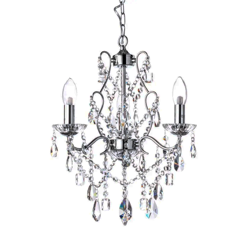 FORUM Annalee 3LT Ceiling Mounted Chandelier Chrome/Clear G9-IP44