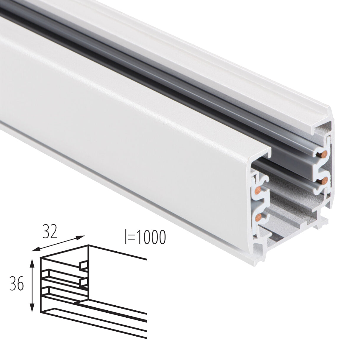 Kanlux TEAR 1M 3C 3 Circuit Track Length Rail Surface Ceiling Mounted System