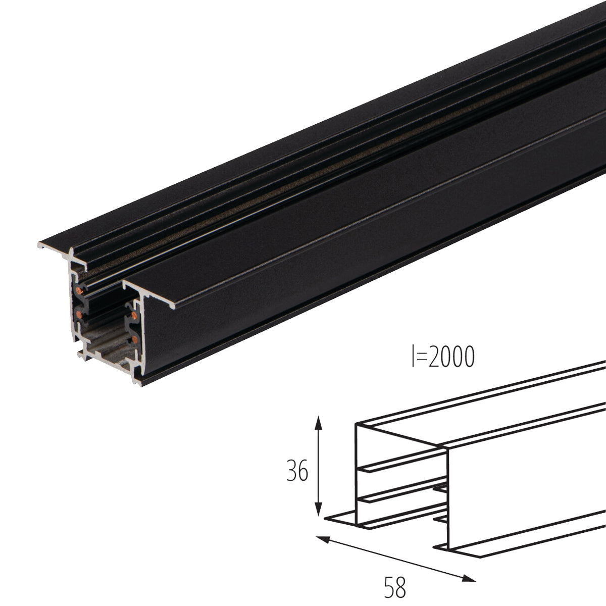 Kanlux TEAR N R-TR 2M 3C 3 Circuit Recessed Ceiling Mounted Track Rail Length