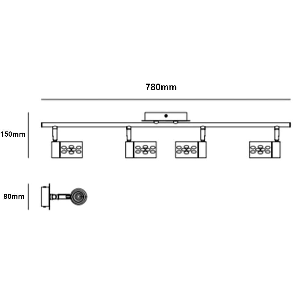 FORUM Felix Bubble 4LT Ceiling Mounted LED Bar Chrome IP44