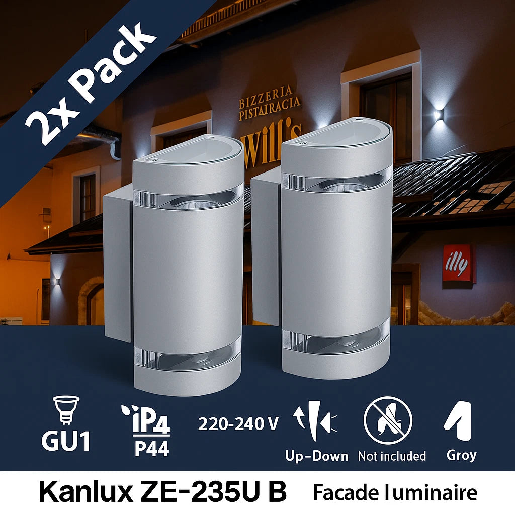 2x Commercial Grade GU10 Garden Wall Mounted Exterior IP44 Up Down Light Outdoor