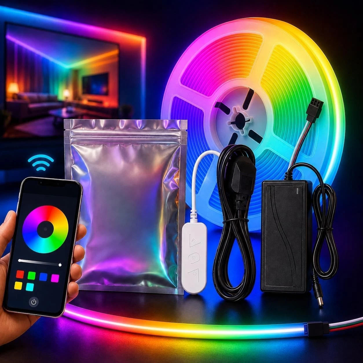 5M RGBIC COB LED Strip Light Kit 24V Smart App Control Colour Chasing Pixel Tape 420 LEDs/m for Gaming Bedroom TV Backlight Home Decor