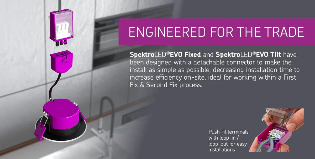 Knightsbridge SpektroLED Evo Fire Rated IP65 Downlight 5W/7W 4CCT 2700–6000K