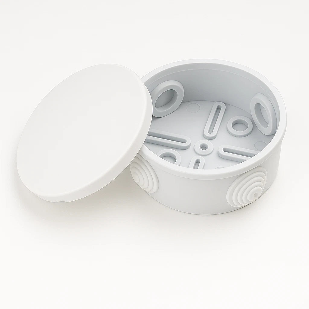 IP44 Round Junction Box 80mm 65mm with Grommets Outdoor Electrical Enclosure