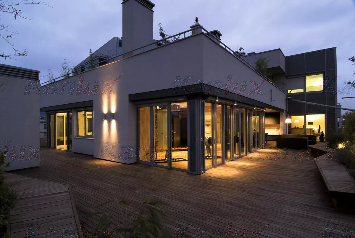 Double Wall Up Down IP44 Outdoor Garden GU10 LED Stainless Steel Outside Mains