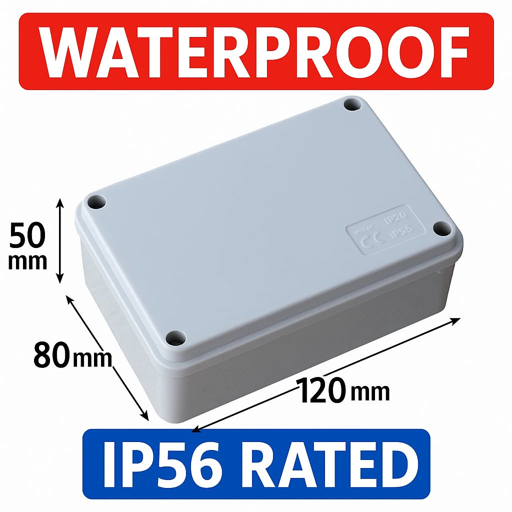 IP56 Waterproof Outdoor Electrical Junction Box 120x80x50mm Cable Enclosure
