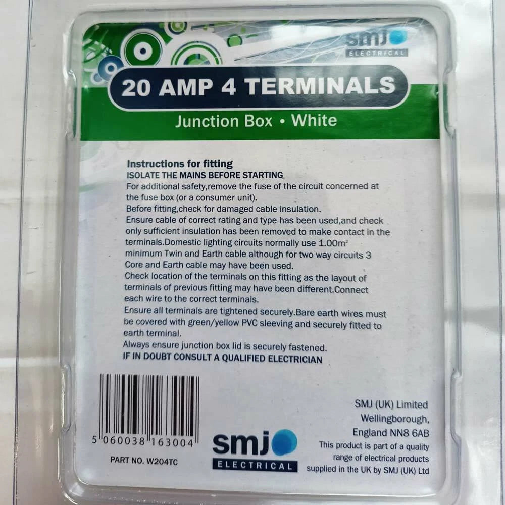 20A Amp Terminal Junction Box Electrical Wiring Cable Connector Plastic Round