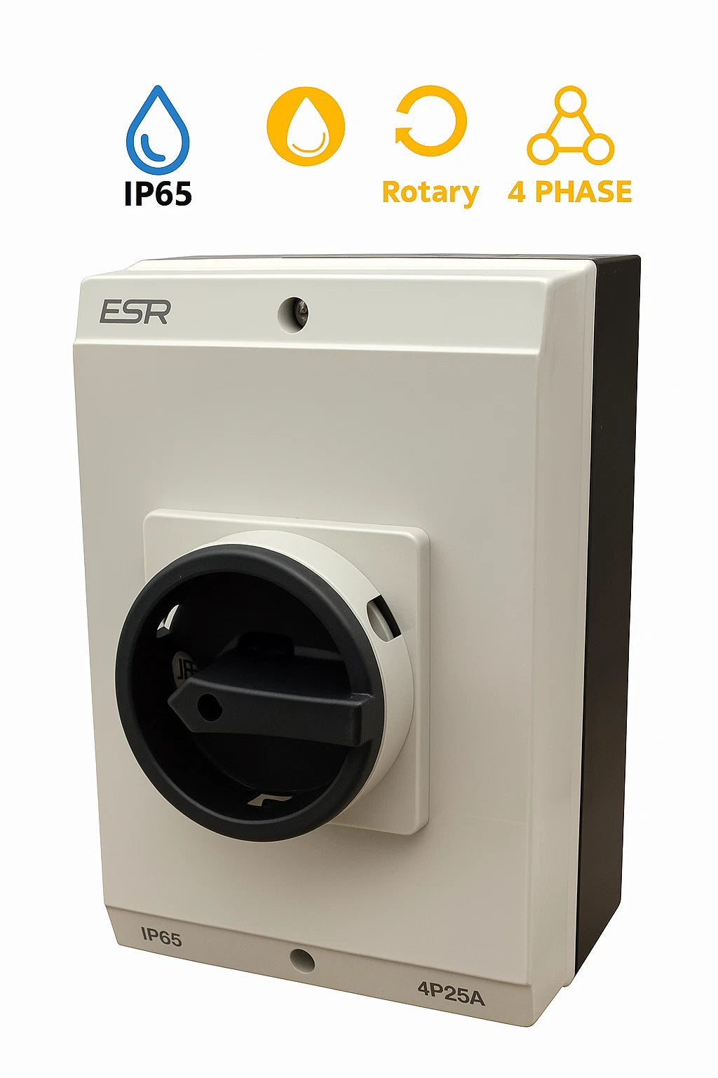 ESR Large Electrical Switch Rotary DC Isolator 1000V Enclosure Box 4 Pole 25A