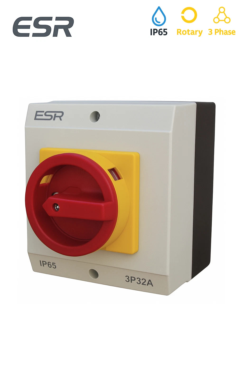 ESR Electrical Switch 3 Pole 32A IP65 Rotary Isolator Disconnector Enclosure Box
