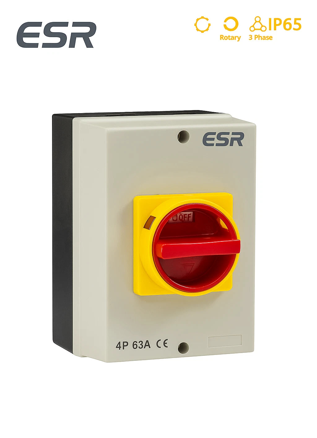 ESR Electrical Switch IP65 Rotary Isolator Disconnector 4 Pole 40A Enclosure Box