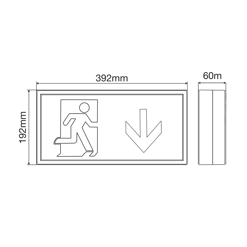 LED Emergency Exit Box Light 3W IP20 3hr Maintained Non Maintained 6000K