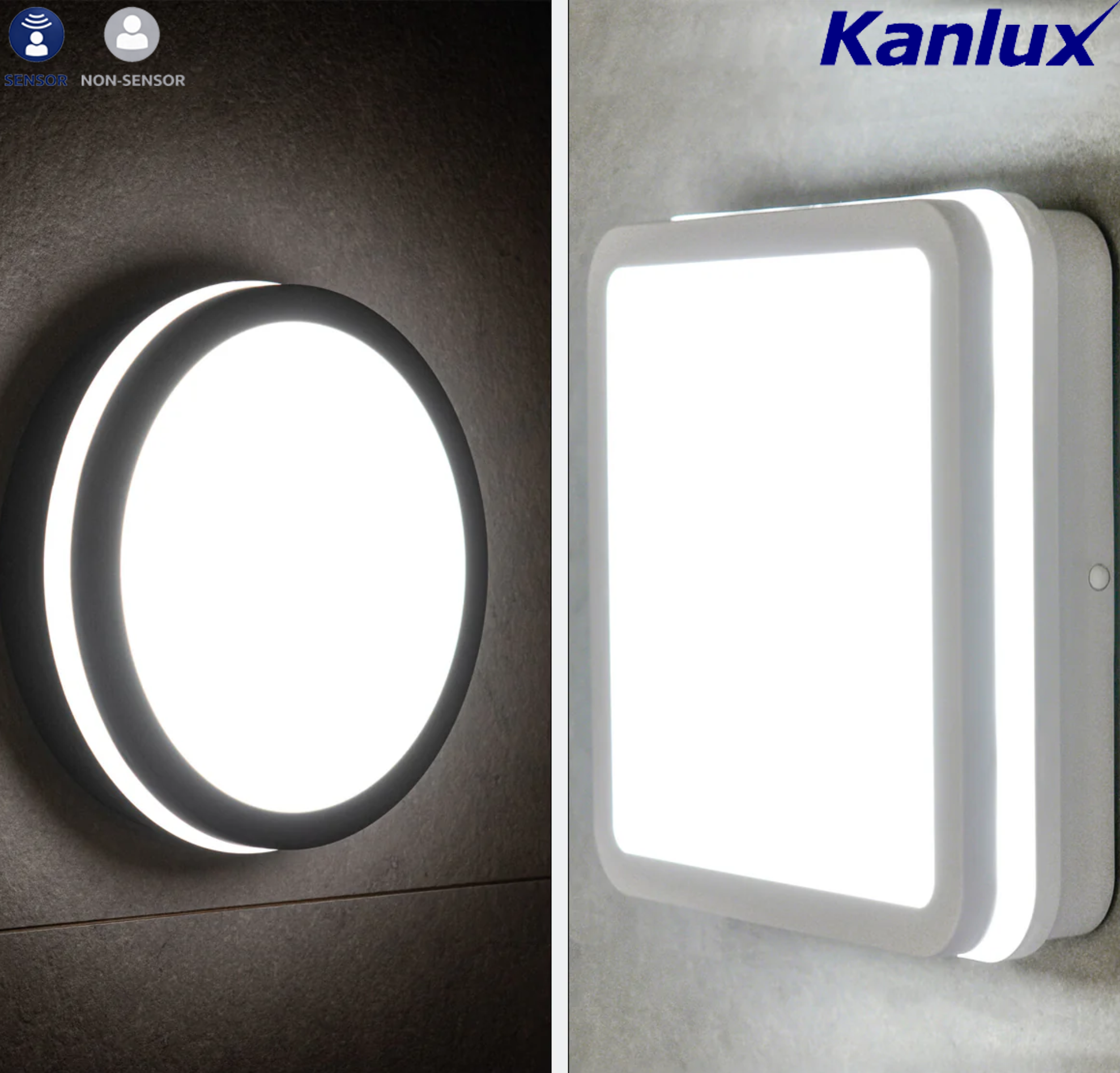 Kanlux BENO Super Bright LED Bulkhead Light IP54 Outdoor Ceiling & Wall Mounted -with or without Motion Sensor