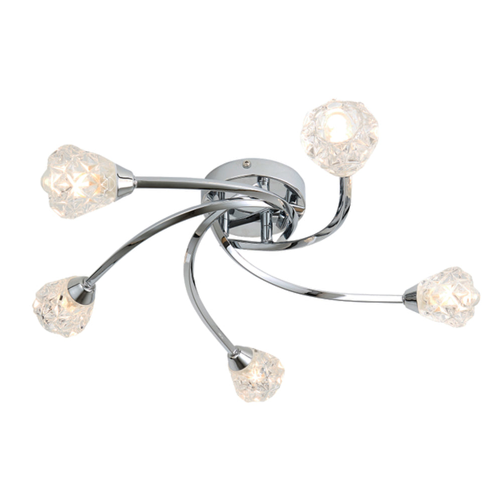 FORUM Volos 5LT Ceiling Mounted Flush Light Chrome G9-IP44