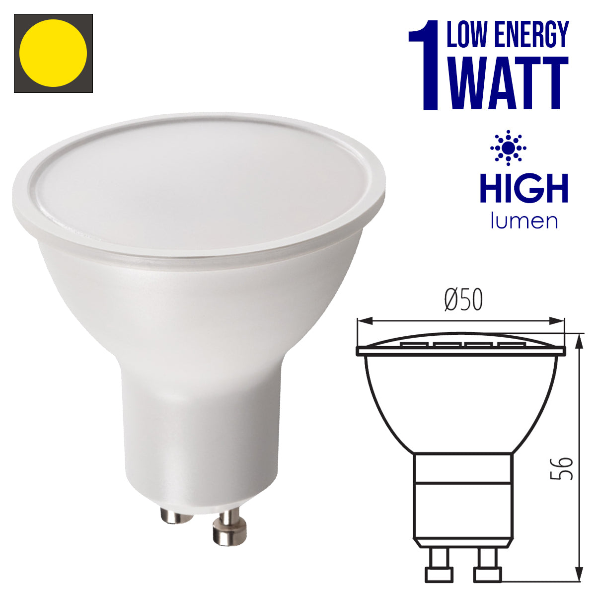 Kanlux TOMI 1W LED GU10 Energy Saving Light Bulb Lamp Spotlight - 1 Watt Best Solution for Solar Electrical System