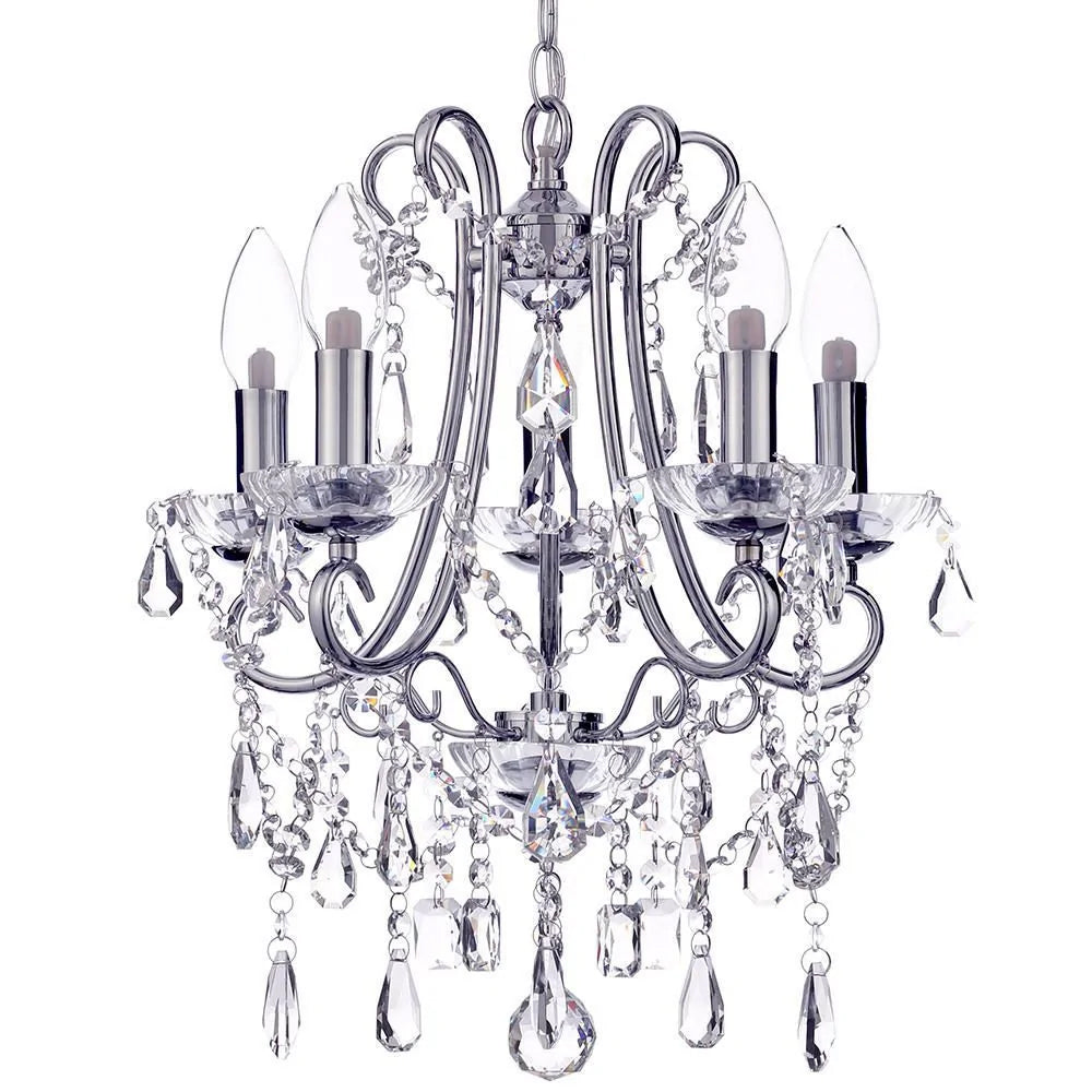 FORUM Annalee 5LT Ceiling Mounted Small Chandelier Chrome G9-IP44