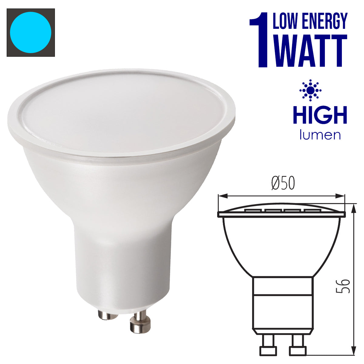 Kanlux TOMI 1W LED GU10 Energy Saving Light Bulb Lamp Spotlight - 1 Watt Best Solution for Solar Electrical System