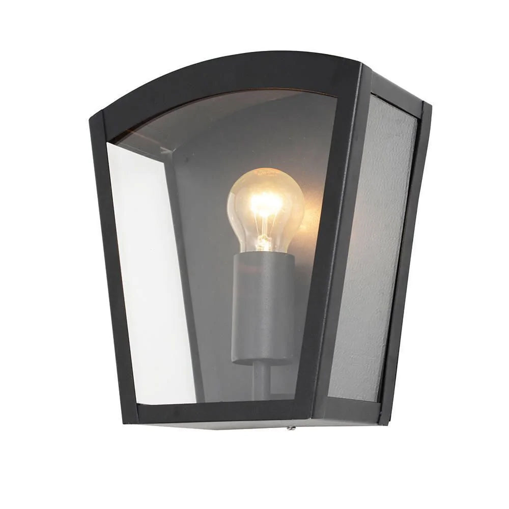 FORUM ARTEMIS Curved Box Wall Mounted Lantern Light Black E27-IP44