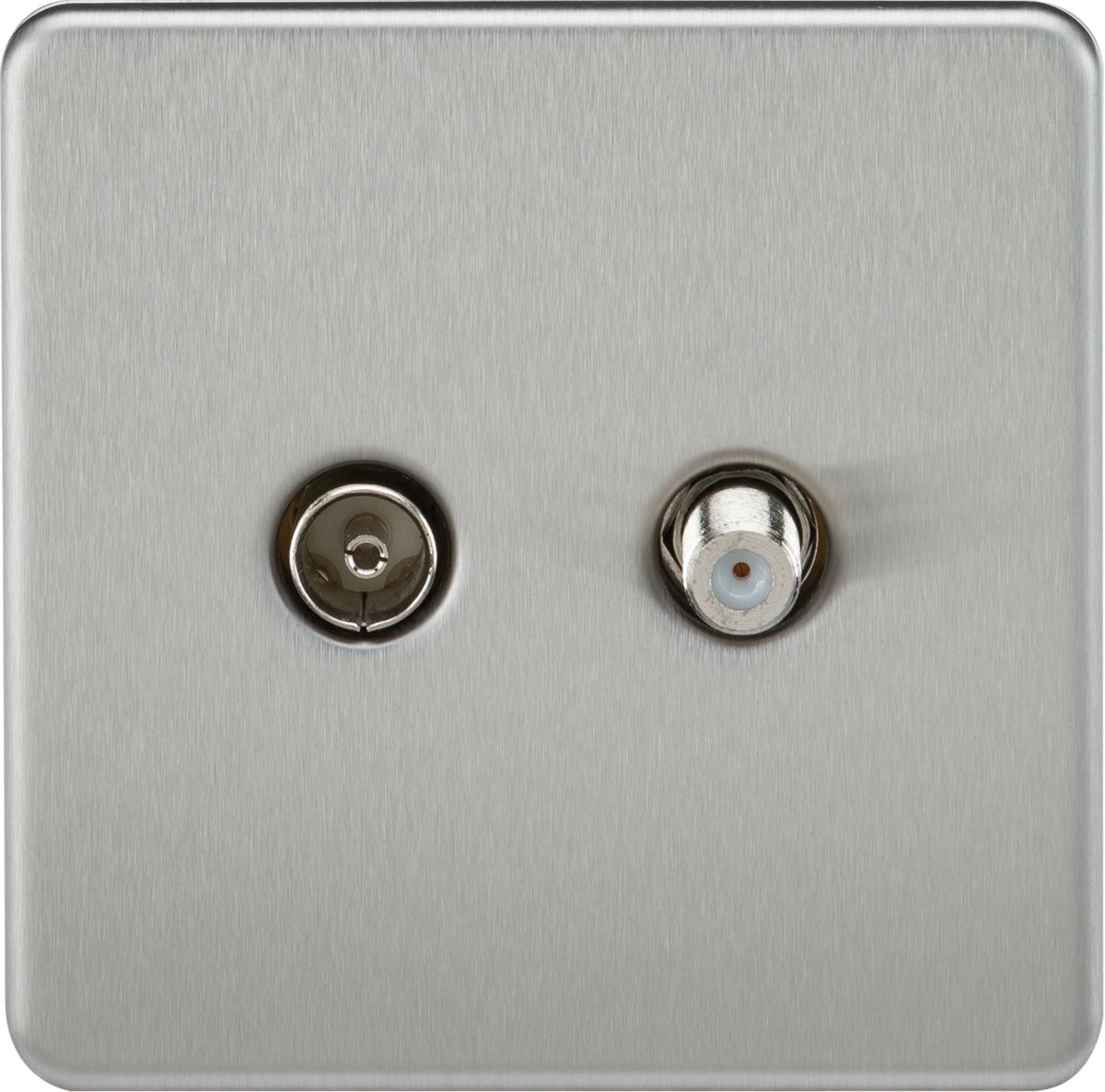Knightsbridge Screwless TV & SAT TV F Type Outlet Isolated Wall Plate