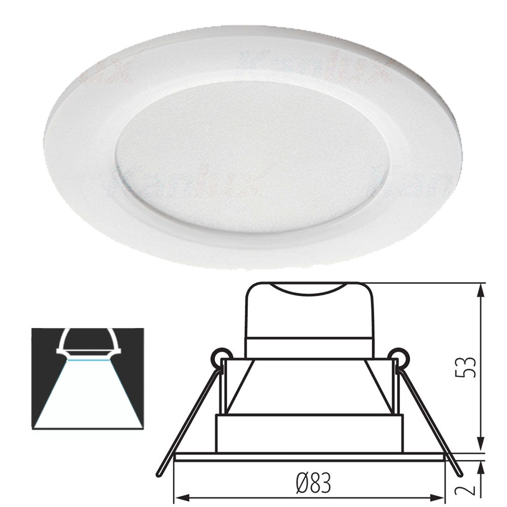 Kanlux IVIAN 4W LED Ceiling Recessed Downlight IP44 Bathroom Round Light 240V Modern ceiling downlight