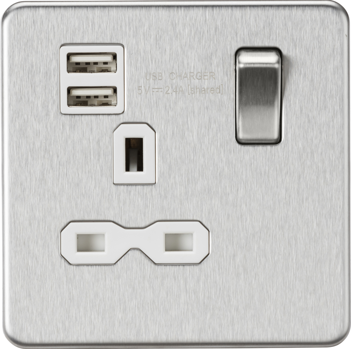 Knightsbridge Screwless 13A 1G switched socket with dual USB Charger 2.4A