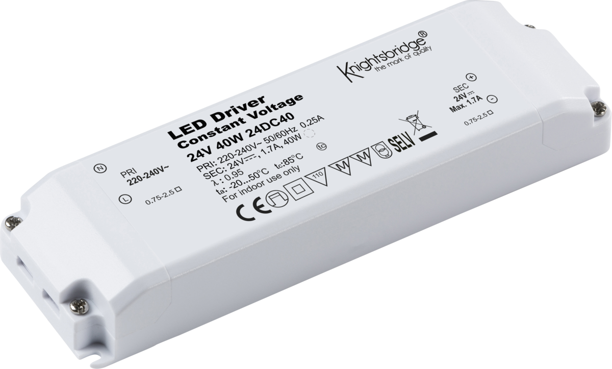 Knightsbridge IP20 24V DC 40W LED Driver - Constant Voltage