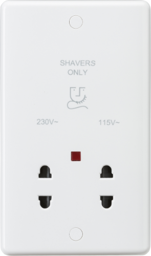 Knightsbridge Curved Edge Dual Voltage Shaver Socket with Neon