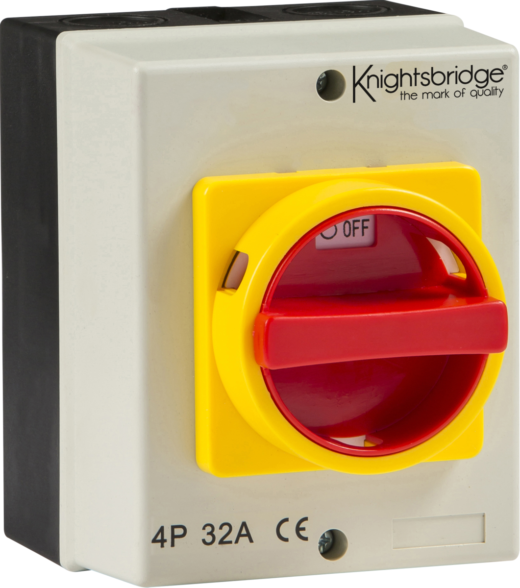 Knightsbridge IP65 20A 32A 63A Rotary Isolator 4P AC (230V-415V)