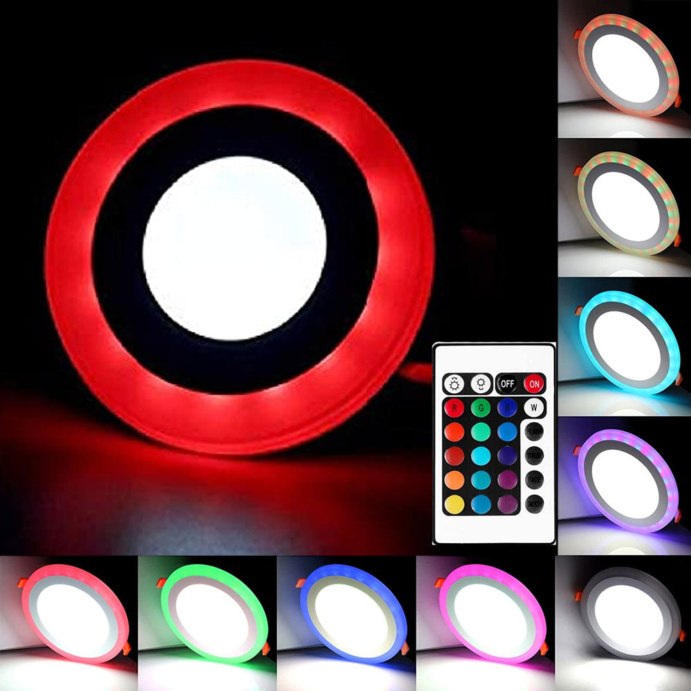 3 Mode RGB LED Ring Halo Slim Recessed Panel Ceiling Light Round Remote Control