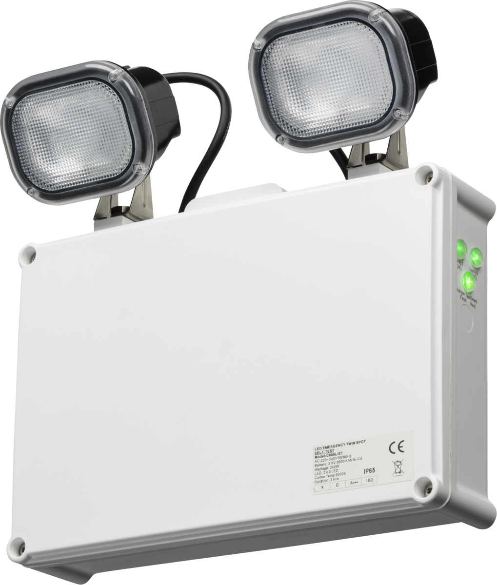Knightsbridge 230V IP65 2 x 3W LED Twin Emergency Spotlight - Self Test