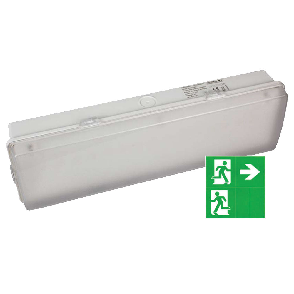 Emco 3W LED Bulkhead Maintained Non Emergency Fire Exit IP65 3hr Backup Light