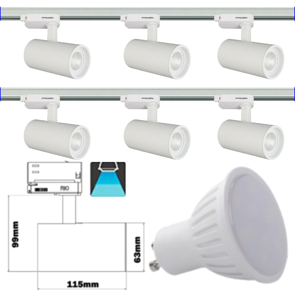 1M - 5M Meter GU10 5W LED Adjustable Tilt Single Circuit Mains 240V Track Light