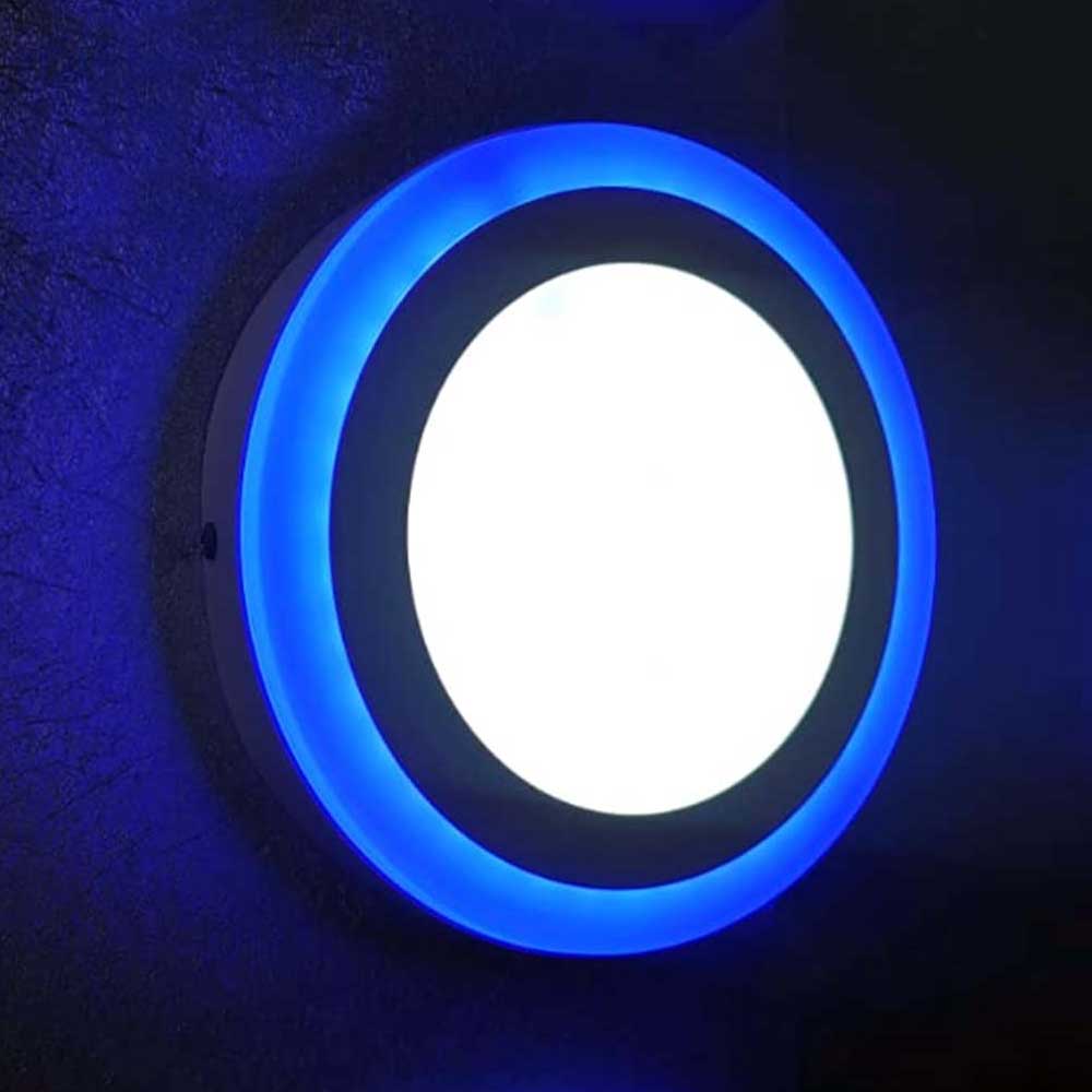18W + 6W Dual Color LED Panel Surface Ceiling Cool White Blue Dual color Edge Halo Light