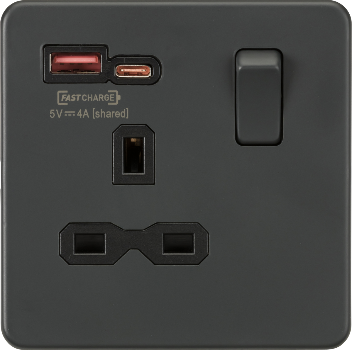 Knightsbridge 13A 1G Switched Socket with Dual USB FAST CHARGE A+C