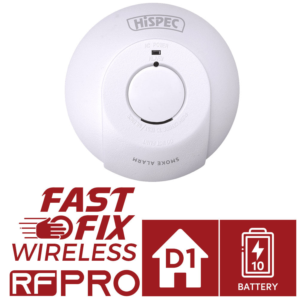 Hispec Wireless Radio Frequency Linkable Mains Smoke, Heat & CO Detector 10yr Battery Backup