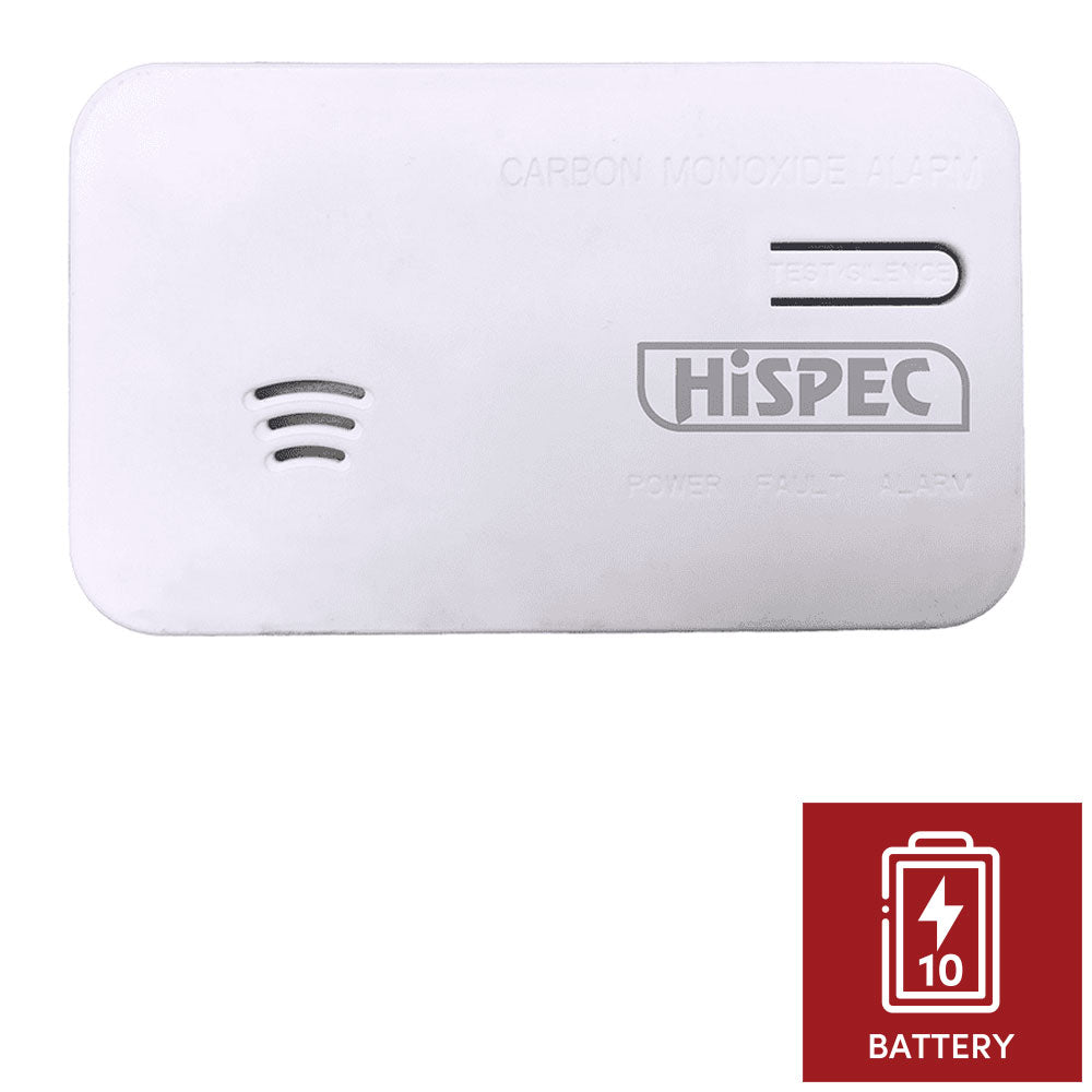Hispec Battery Operated Carbon Monoxide CO Detector 10yr Lithium Battery