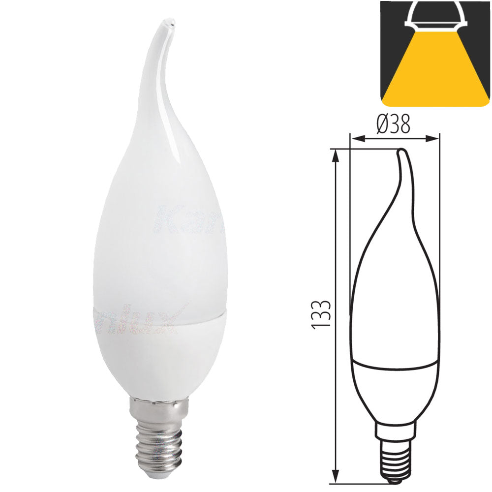 Kanlux IDO 6.5W LED Candle Light E14 SES Flame Shape Bulb Chandelier Lighting
