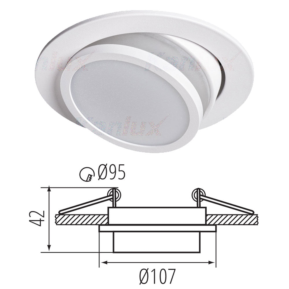 Kanlux AGEO GU10 Ceiling Recessed Adjustable Directional Down Light Spotlight