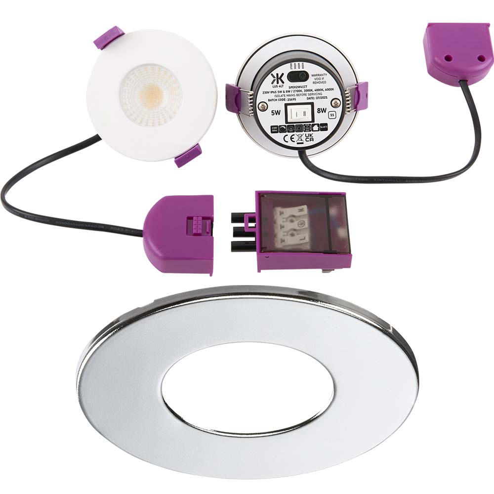 Knightsbridge SpektroLED 230V 5W, 8W LED CCT IP65 Shower Bathroom Spotlight Downlight