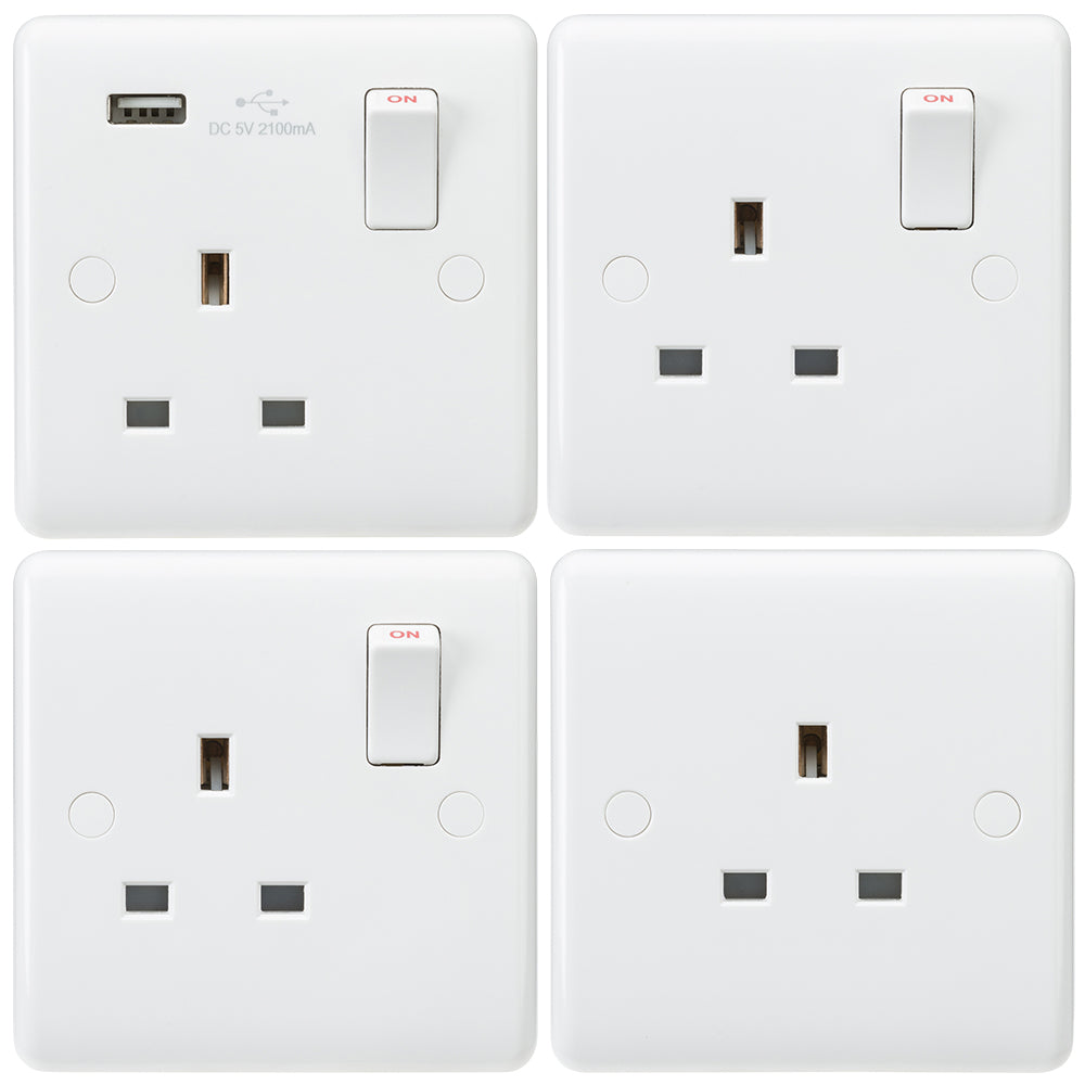 Knightsbridge Curved Edge 13A 1G Wall Socket